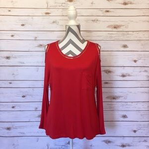Boutique~Red tunic w/silver embellishment-NWOT-Sz Med